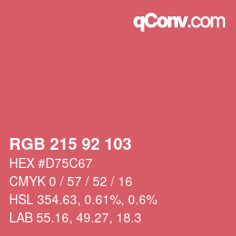 カラーコード: RGB 215 92 103 | qconv.com