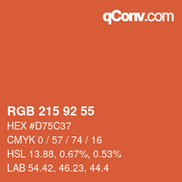 Color code: RGB 215 92 55 | qconv.com