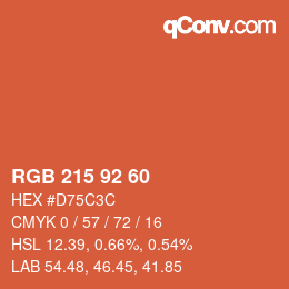 カラーコード: RGB 215 92 60 | qconv.com