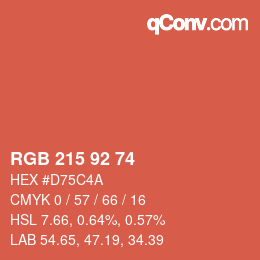 Color code: RGB 215 92 74 | qconv.com