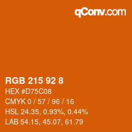 Color code: RGB 215 92 8 | qconv.com