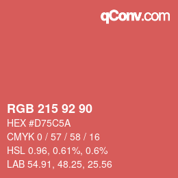 カラーコード: RGB 215 92 90 | qconv.com