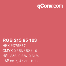 Color code: RGB 215 95 103 | qconv.com