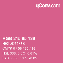 カラーコード: RGB 215 95 139 | qconv.com
