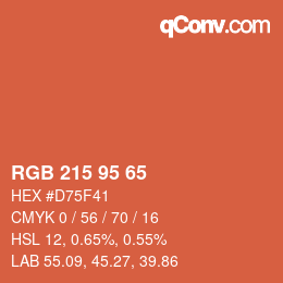 カラーコード: RGB 215 95 65 | qconv.com