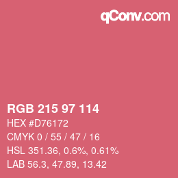 Color code: RGB 215 97 114 | qconv.com