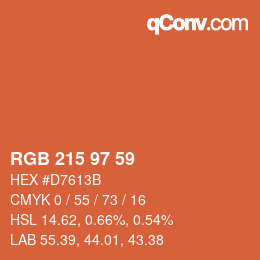 Color code: RGB 215 97 59 | qconv.com