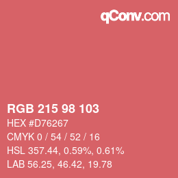 カラーコード: RGB 215 98 103 | qconv.com