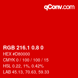 カラーコード: RGB 216.1 0.8 0 | qconv.com