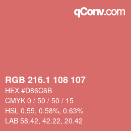 カラーコード: RGB 216.1 108 107 | qconv.com