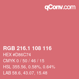カラーコード: RGB 216.1 108 116 | qconv.com