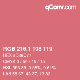 カラーコード: RGB 216.1 108 119 | qconv.com