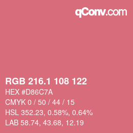 カラーコード: RGB 216.1 108 122 | qconv.com