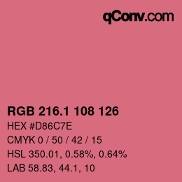 カラーコード: RGB 216.1 108 126 | qconv.com