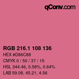 カラーコード: RGB 216.1 108 136 | qconv.com