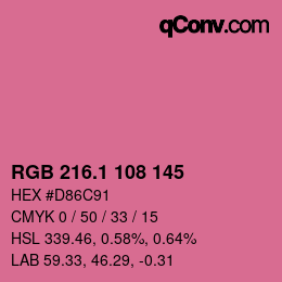 カラーコード: RGB 216.1 108 145 | qconv.com