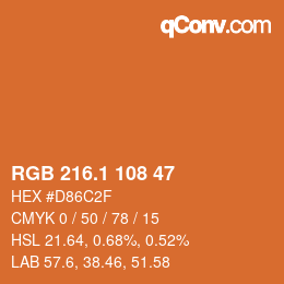 カラーコード: RGB 216.1 108 47 | qconv.com