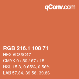 カラーコード: RGB 216.1 108 71 | qconv.com