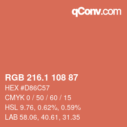 カラーコード: RGB 216.1 108 87 | qconv.com
