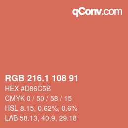 カラーコード: RGB 216.1 108 91 | qconv.com