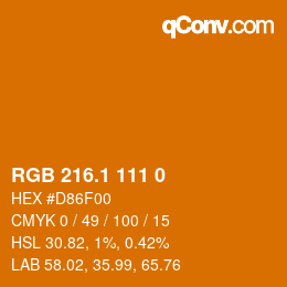 カラーコード: RGB 216.1 111 0 | qconv.com