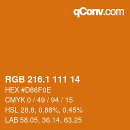 カラーコード: RGB 216.1 111 14 | qconv.com