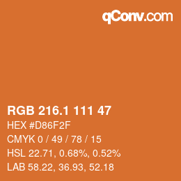 カラーコード: RGB 216.1 111 47 | qconv.com