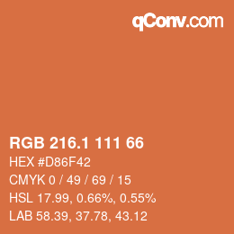 カラーコード: RGB 216.1 111 66 | qconv.com