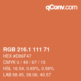 カラーコード: RGB 216.1 111 71 | qconv.com