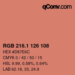カラーコード: RGB 216.1 126 108 | qconv.com