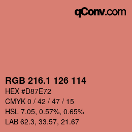カラーコード: RGB 216.1 126 114 | qconv.com