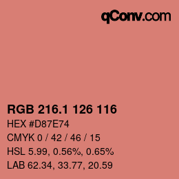 カラーコード: RGB 216.1 126 116 | qconv.com