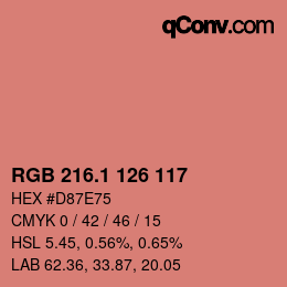 カラーコード: RGB 216.1 126 117 | qconv.com