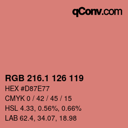 カラーコード: RGB 216.1 126 119 | qconv.com