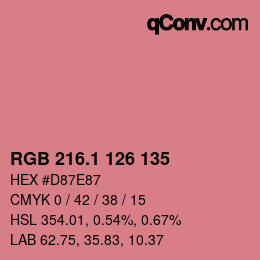 カラーコード: RGB 216.1 126 135 | qconv.com