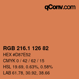 カラーコード: RGB 216.1 126 82 | qconv.com