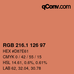 カラーコード: RGB 216.1 126 97 | qconv.com