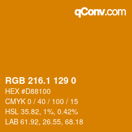 カラーコード: RGB 216.1 129 0 | qconv.com