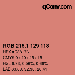 カラーコード: RGB 216.1 129 118 | qconv.com