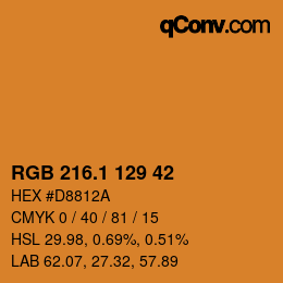 カラーコード: RGB 216.1 129 42 | qconv.com