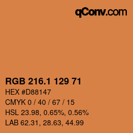 カラーコード: RGB 216.1 129 71 | qconv.com