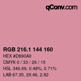 カラーコード: RGB 216.1 144 160 | qconv.com