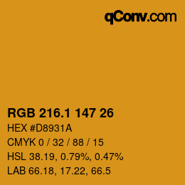 カラーコード: RGB 216.1 147 26 | qconv.com