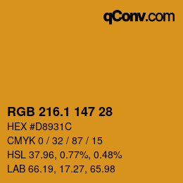 カラーコード: RGB 216.1 147 28 | qconv.com