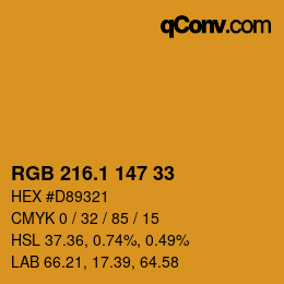 カラーコード: RGB 216.1 147 33 | qconv.com