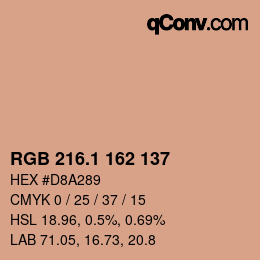 カラーコード: RGB 216.1 162 137 | qconv.com