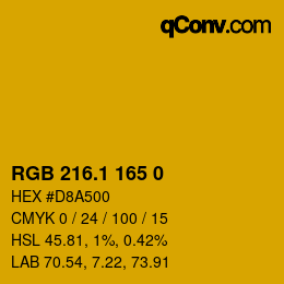 カラーコード: RGB 216.1 165 0 | qconv.com