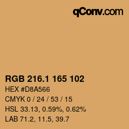カラーコード: RGB 216.1 165 102 | qconv.com