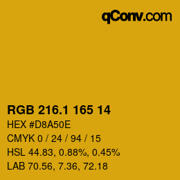 カラーコード: RGB 216.1 165 14 | qconv.com