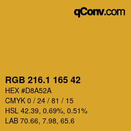 カラーコード: RGB 216.1 165 42 | qconv.com